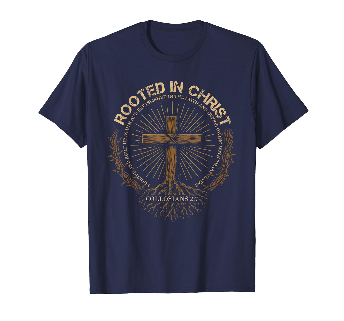 Rooted in Christ Shirt, Jesus Shirt, Vintage Cross Christian T-Shirt