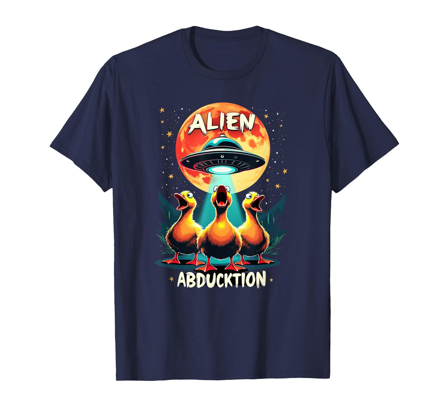 Funny Ducks UFO Abduction - Alien AbDUCKtion Word Joke T-Shirt
