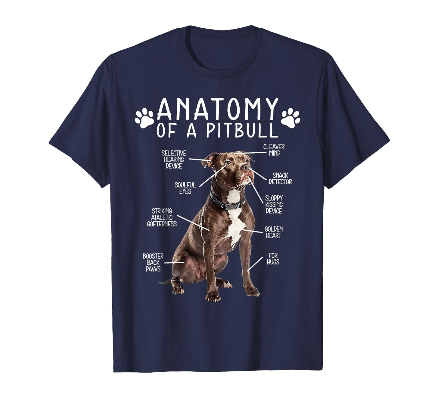 Anatomy Of A Pitbull Funny Dog Lover Humor Quote T-Shirt