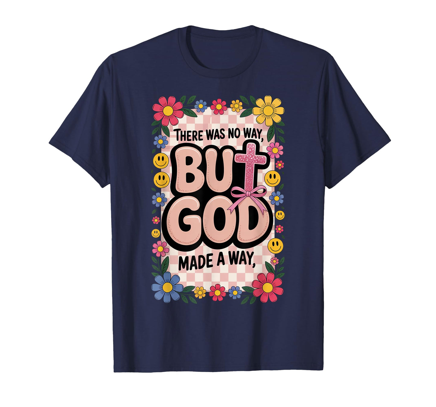 But God Pink Christian Floral Bow Teen Girls Scripture Woman T-Shirt