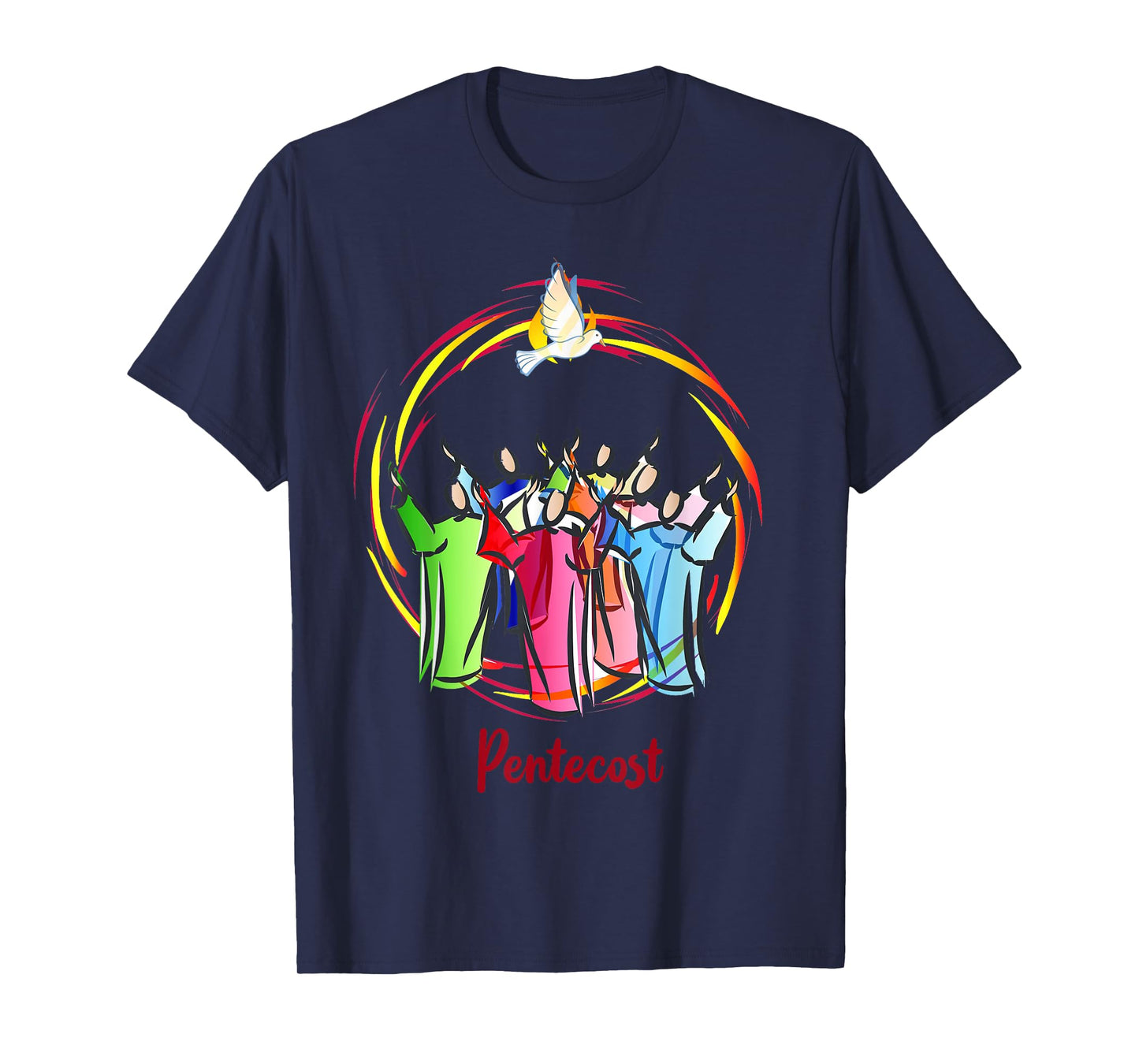 Pentecost Doves Tongues Fire Flame Holy Spirit Catholic T-Shirt