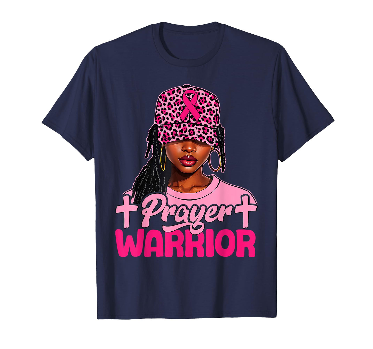 Prayer Warrior Black Women Afro Christian Breast Cancer T-Shirt