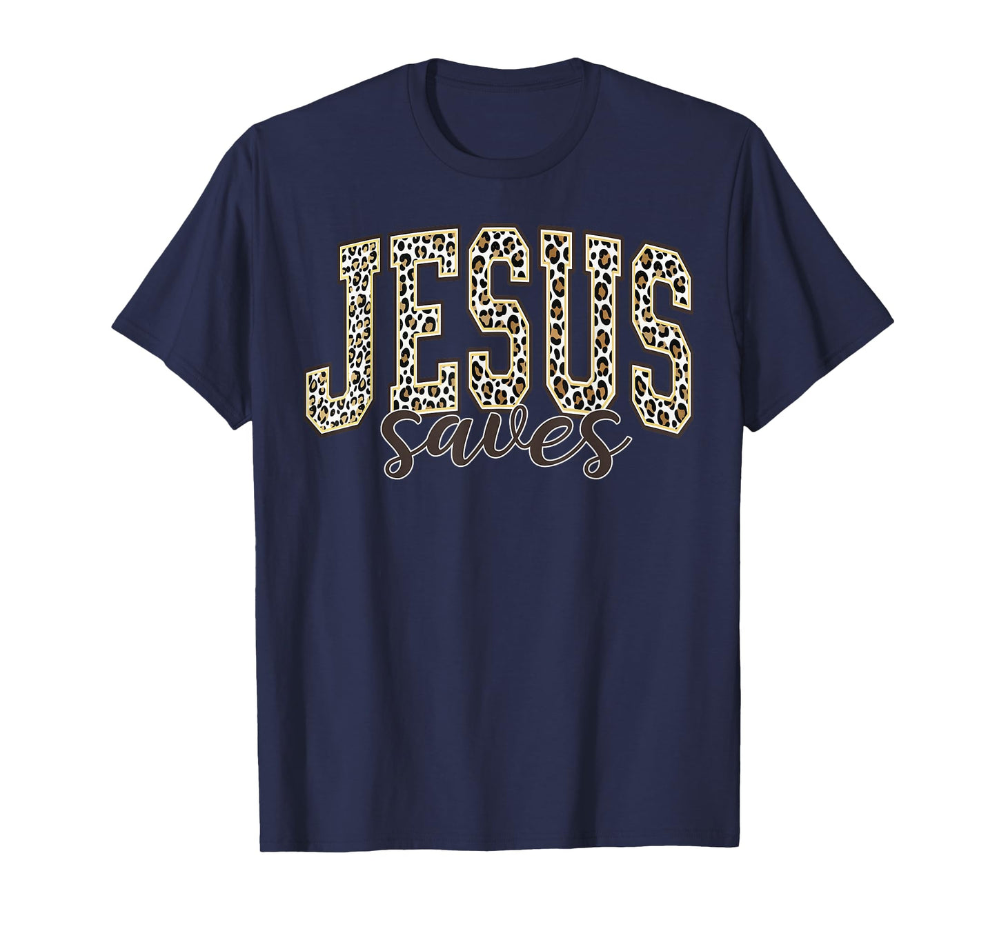 Jesus Saves Christian Cross God Faith Bible Leopard Pray T-Shirt