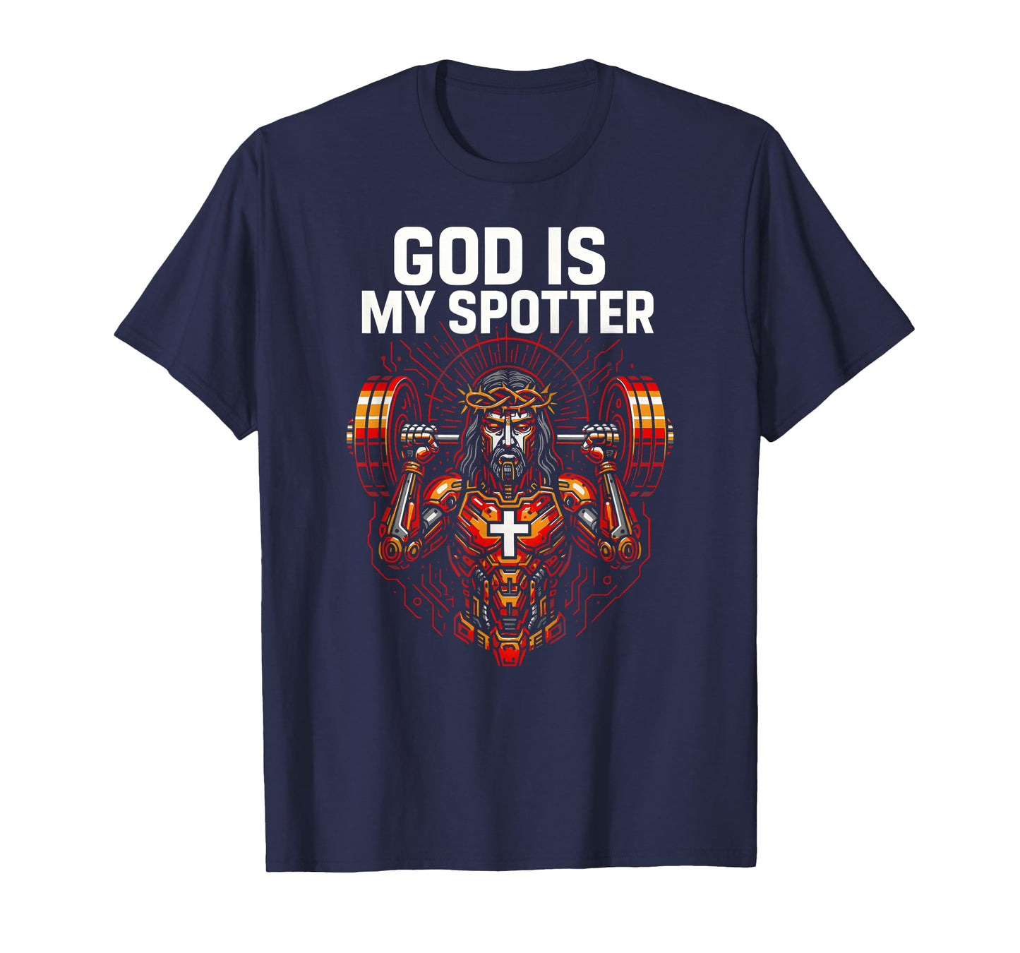 Christian Fitness God is My Spotter Cool Mens Religious T-Shirt