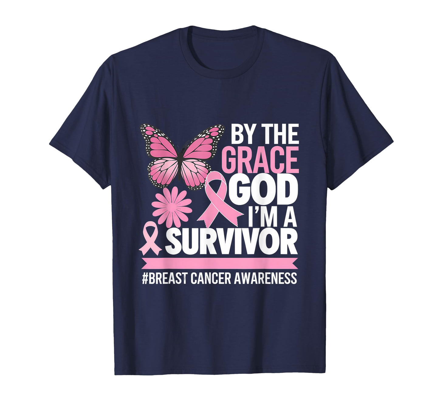 Breast Cancer Awareness Pink Ribbon By The Grace God T-Shirt