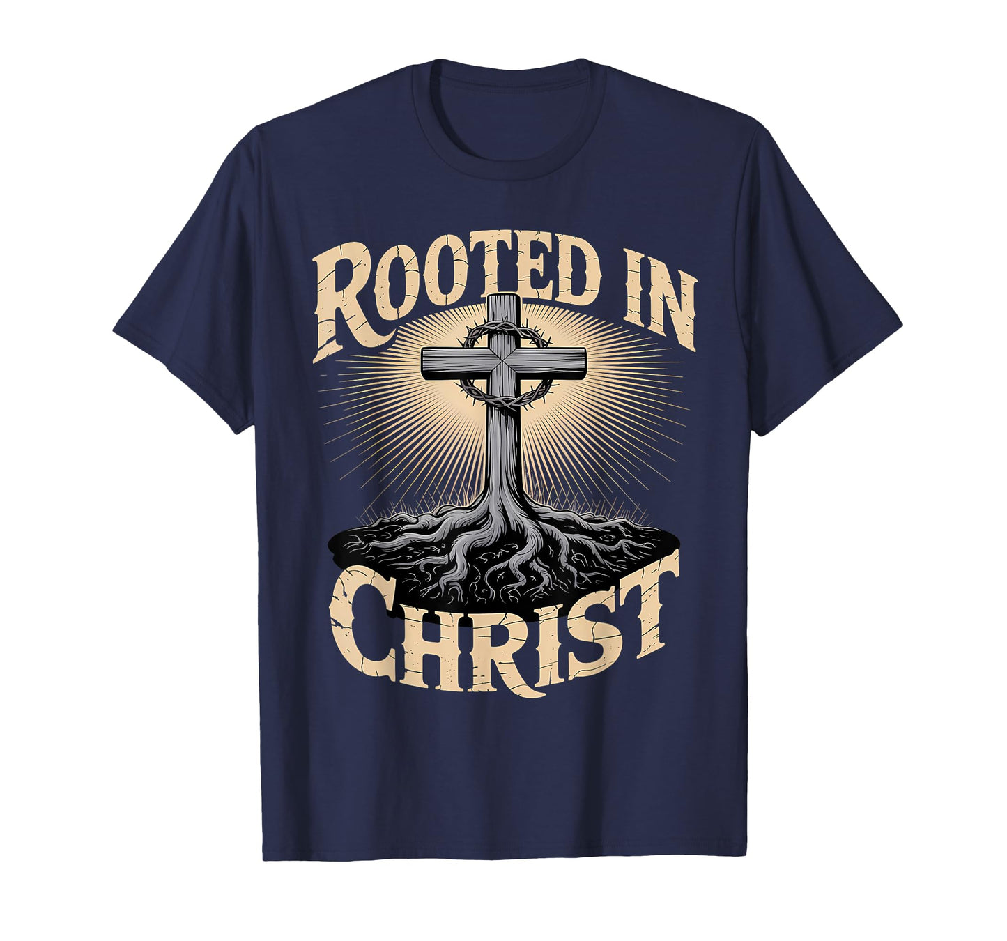 Rooted in Christ Christian Faith Jesus Cross T-Shirt