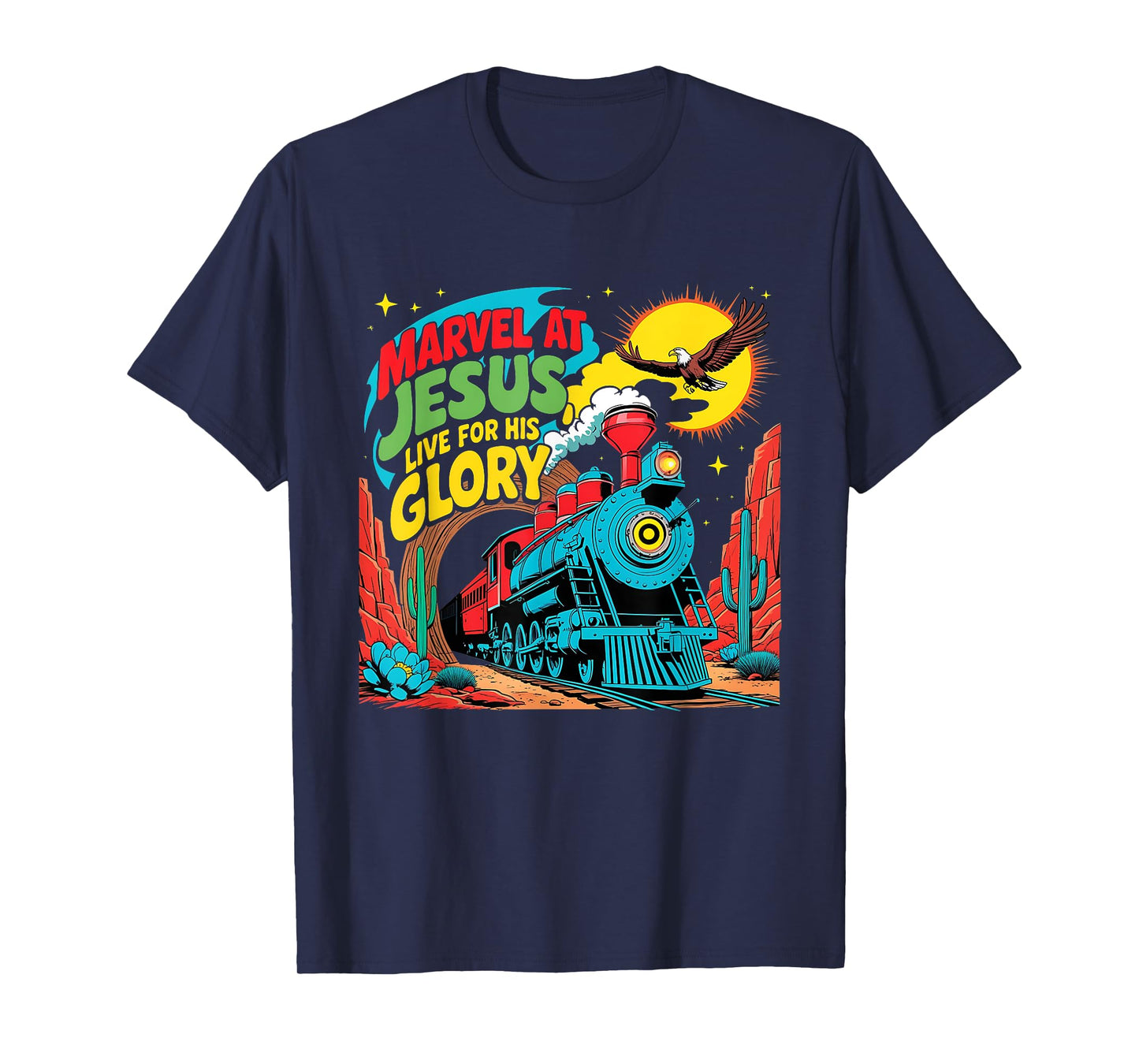 Marvel at Jesus Train Theme Christian VBS 2025 T-Shirt