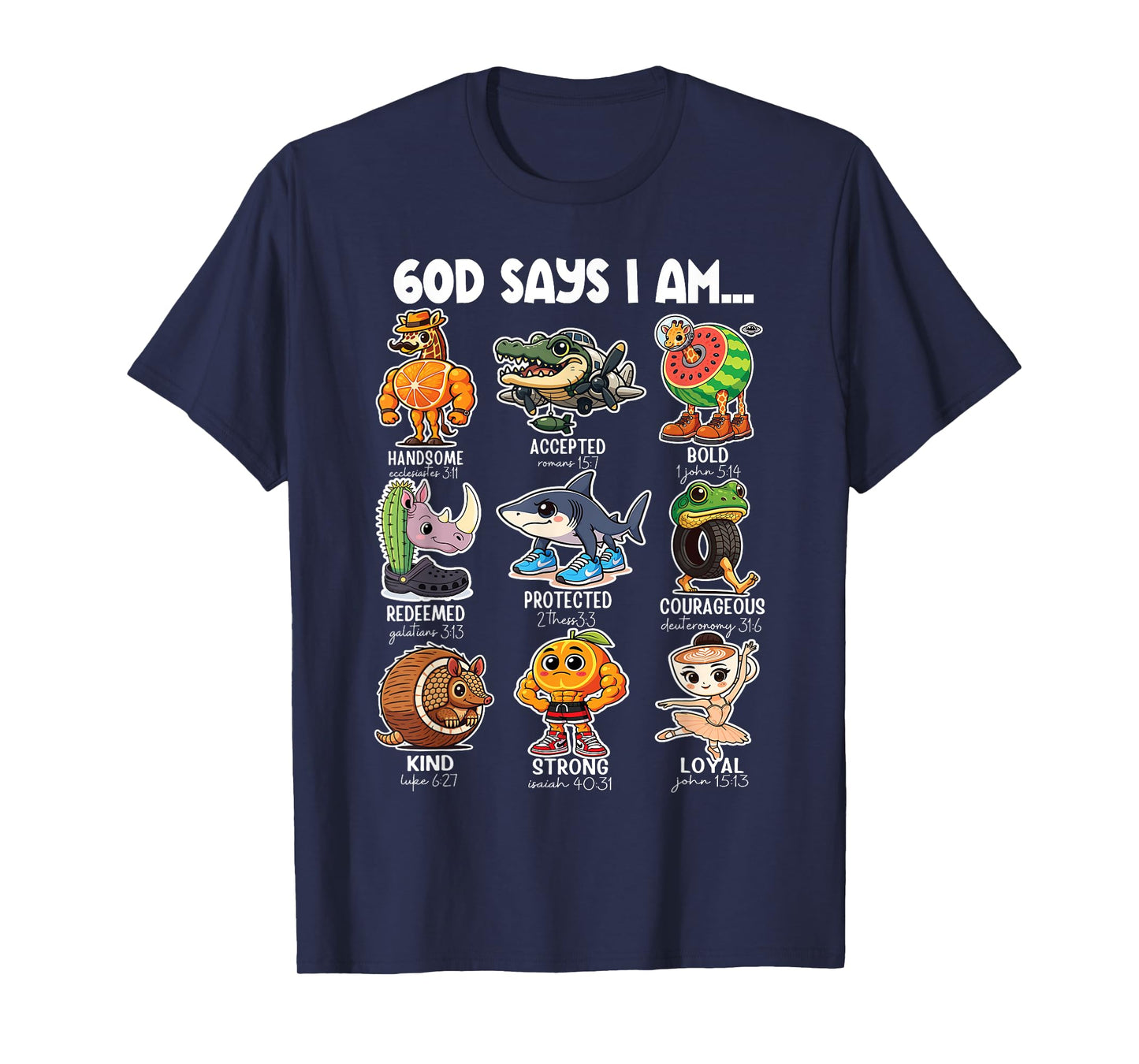 God Says I Am Italian Brainrot Cartoon Funny Christian Kids T-Shirt