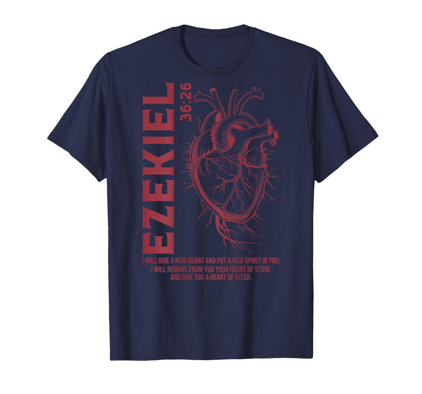 Vintage Ezekiel 36-26 Heart of Flesh Bible Verse Christian T-Shirt