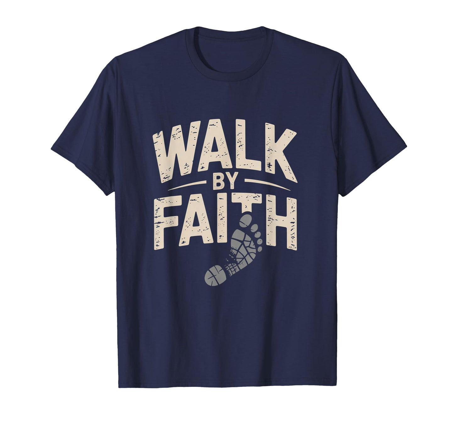 Walk by Faith Christian Footprint Inspirational Tee T-Shirt