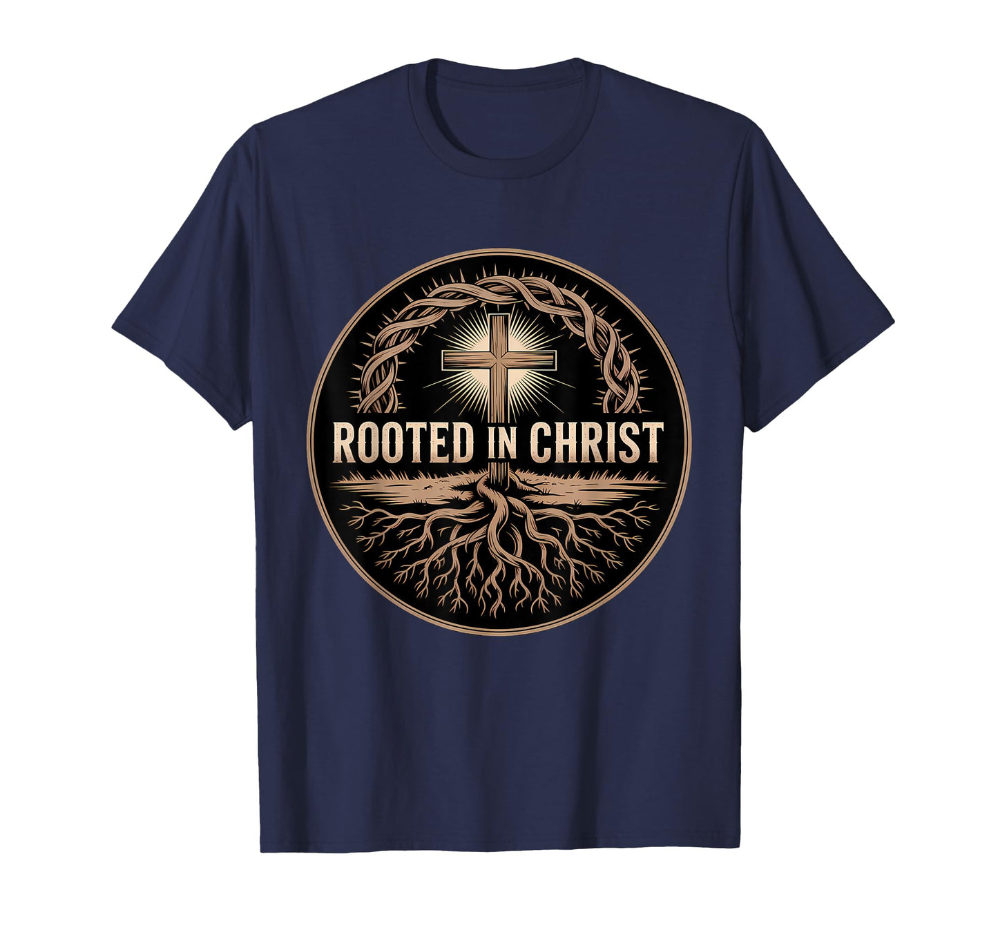 Rooted in Christ Christian Faith Jesus Cross T-Shirt