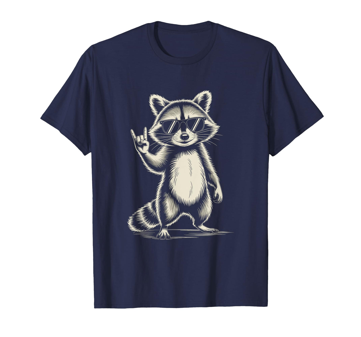 Retro Raccoon Rock Music For Men Women Funny Raccoon T-Shirt