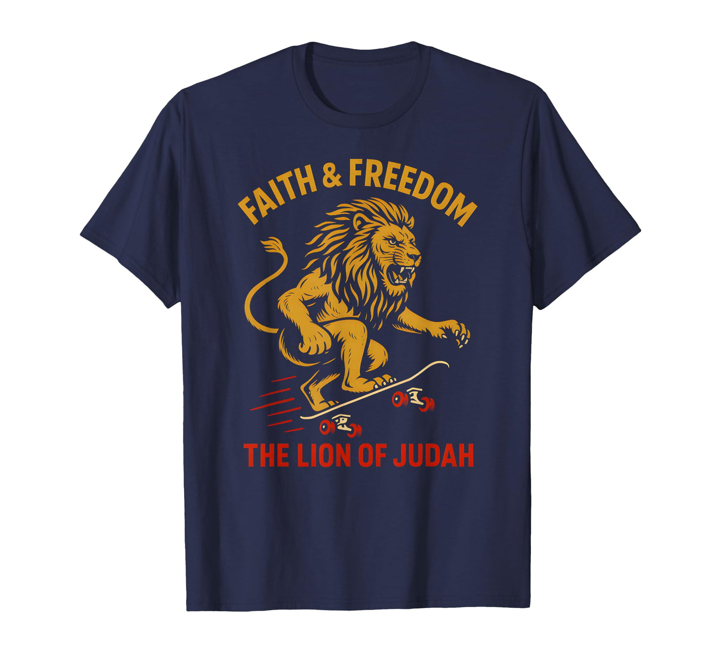 Patriotic Faith Lion of Judah Vintage Mens Christian T-Shirt