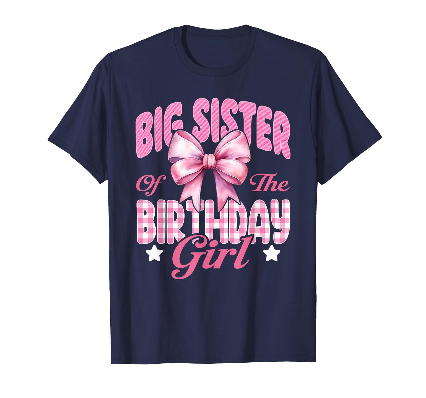 Big Sister of The Birthday Girl Family Pink Coquette Bow T-Shirt