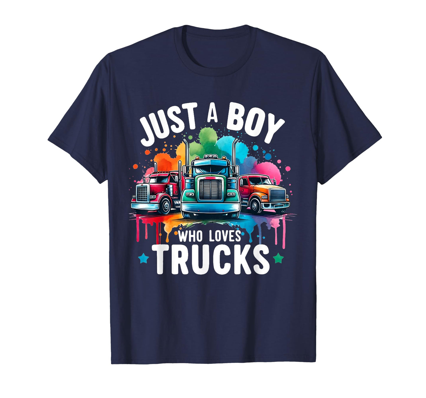 Just a Boy who loves Trucks Semi Trucker Drip Kids Toddler T-Shirt