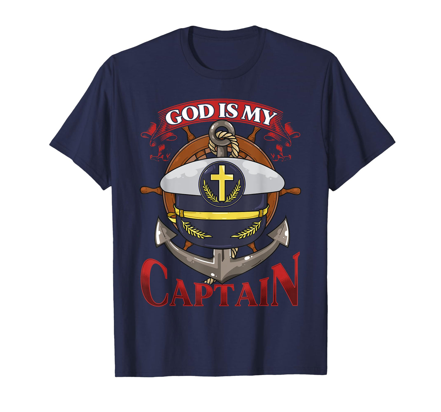 Christian Bible Verse God Is My Captain 2 Chronicles 13:12 T-Shirt