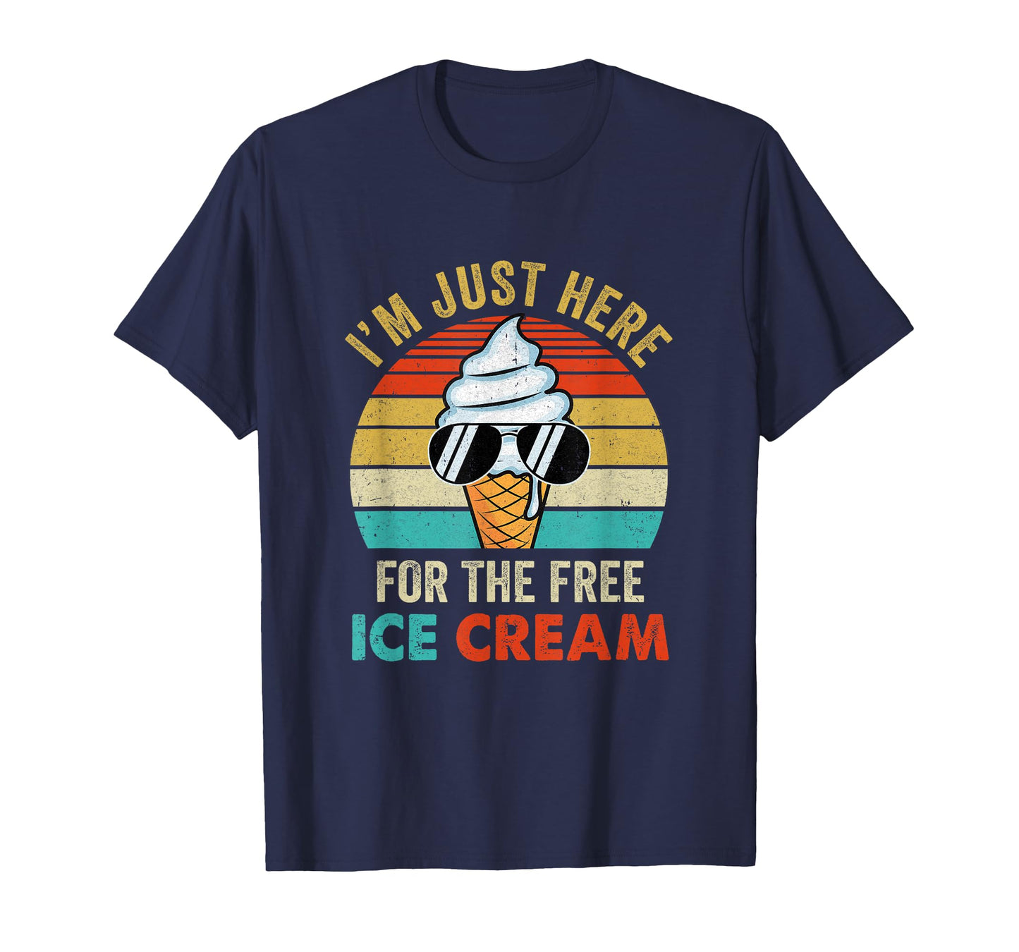 I'm Just Here For The Free Ice Cream Funny Cruise 2025 Retro T-Shirt