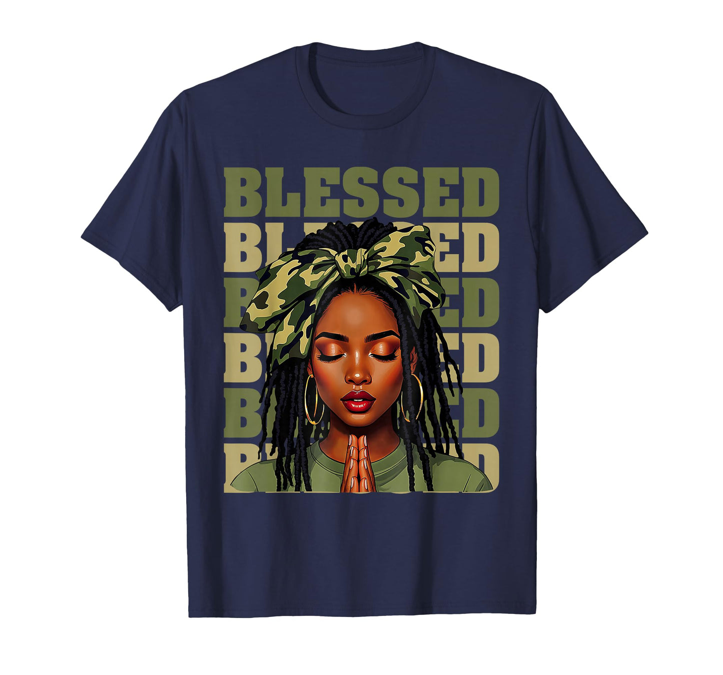 Blessed Black Woman Afro African American Christian Saying T-Shirt