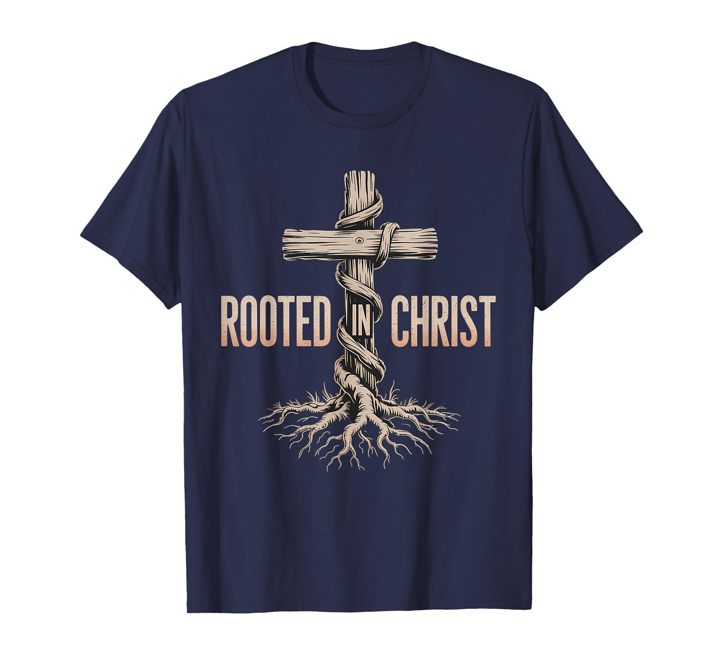 Rooted in Christ Jesus Cross Christian Faith T-Shirt