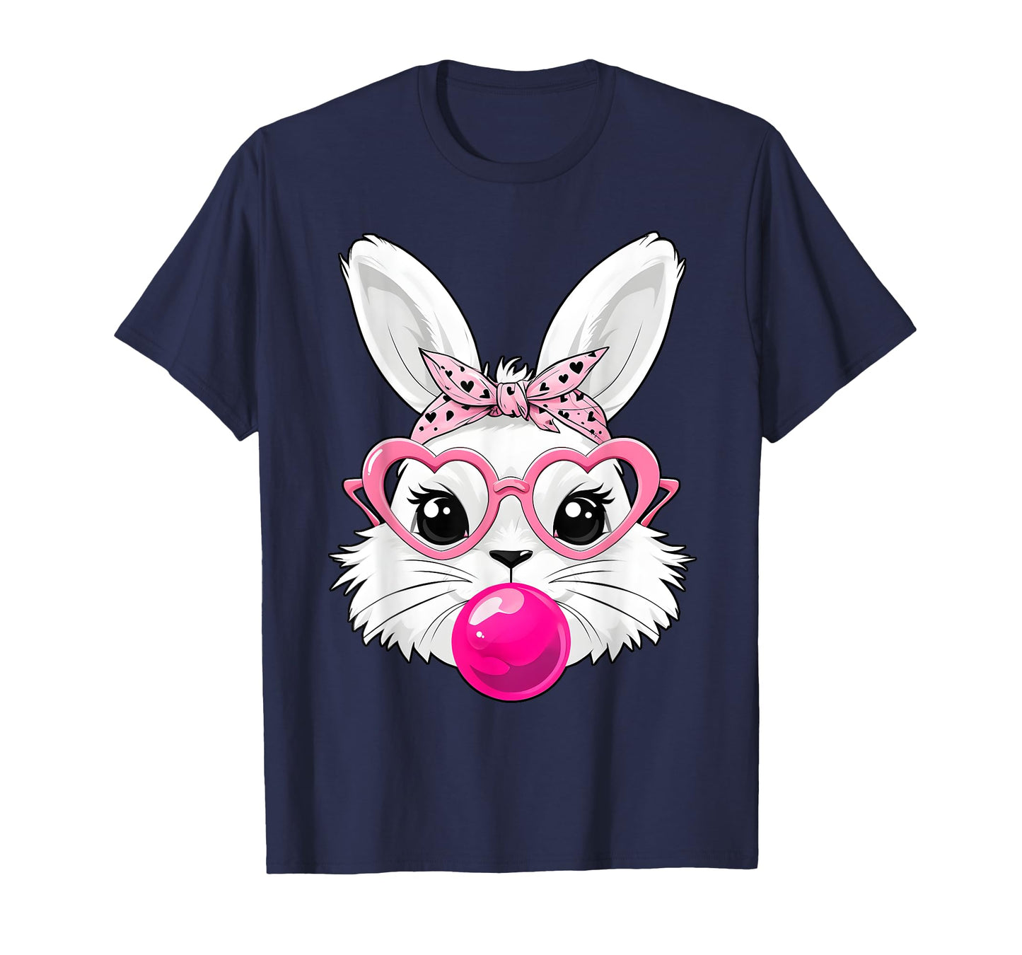 Cute Easter Day Bunny Face With Bandana Heart Glasses T-Shirt