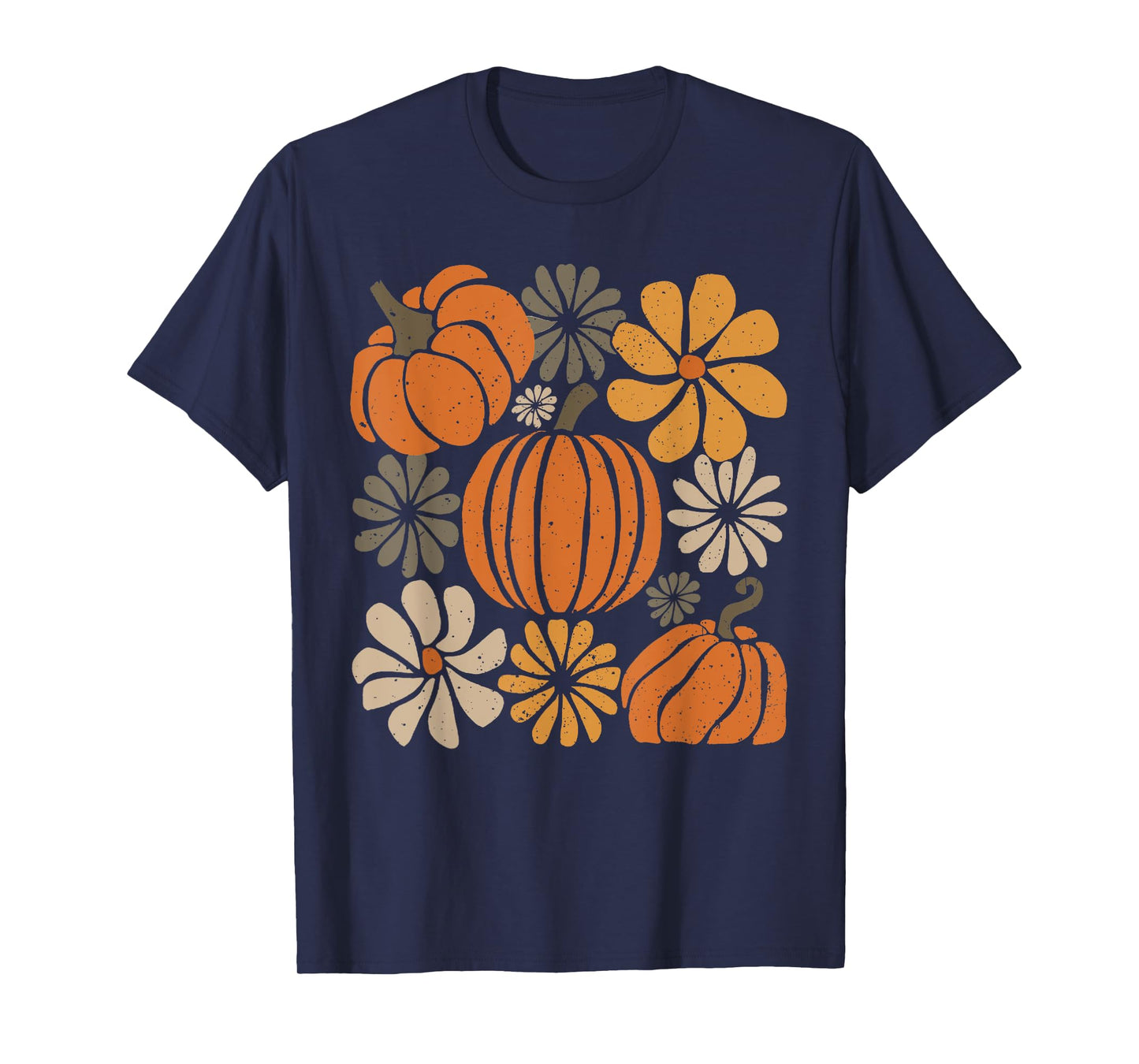 Retro Boho Floral Cute Pumpkin Autumn Thanksgiving Women Kid T-Shirt