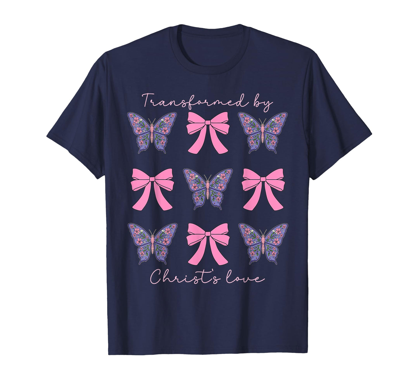 Transformed By Christs Love Coquette Bow Christian Women T-Shirt