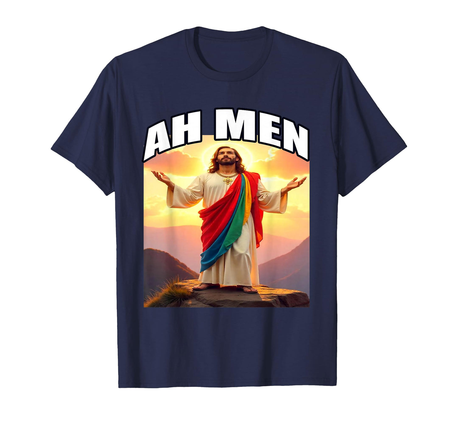 Ah, Men Gay Jesus LGBTQ Pride Funny Christian Pun Tee T-Shirt