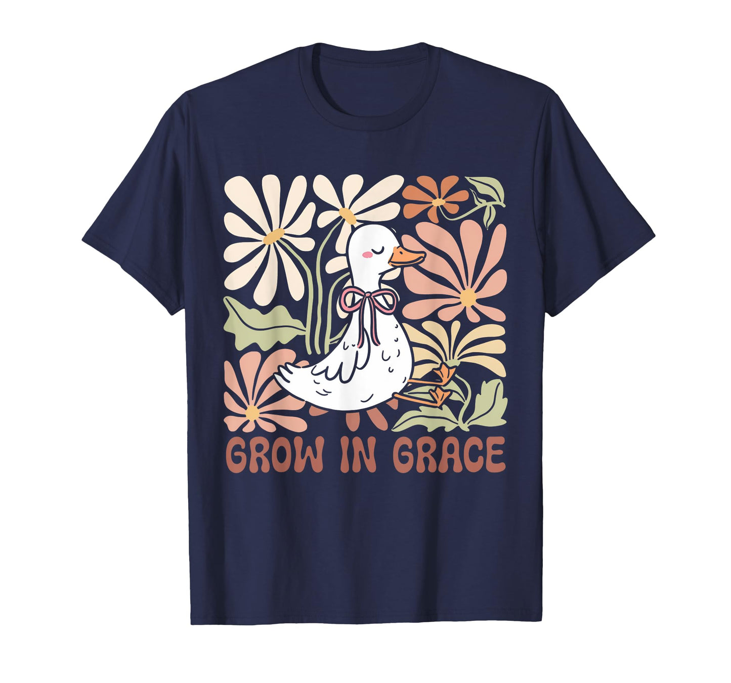 Grow in Grace Boho Floral Silly Goose Coquette Bow Christian T-Shirt