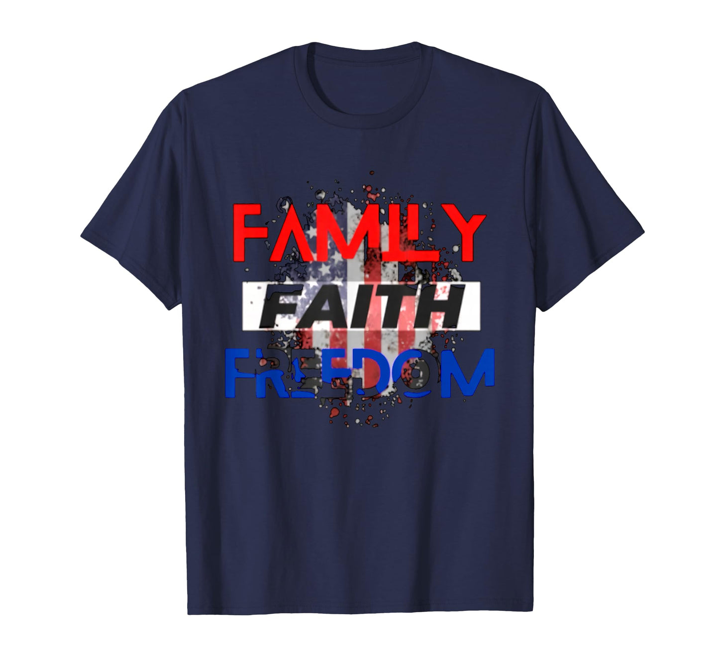 Faith Family Freedom Vintage USA Flag T-Shirt
