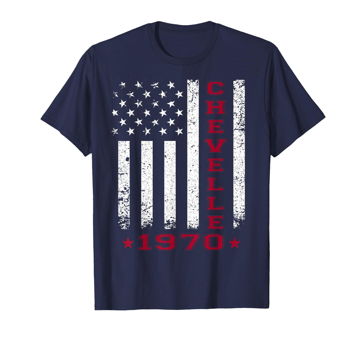 American Flag Jersey Style Chevelle 70 1970 Muscle Car T-Shirt