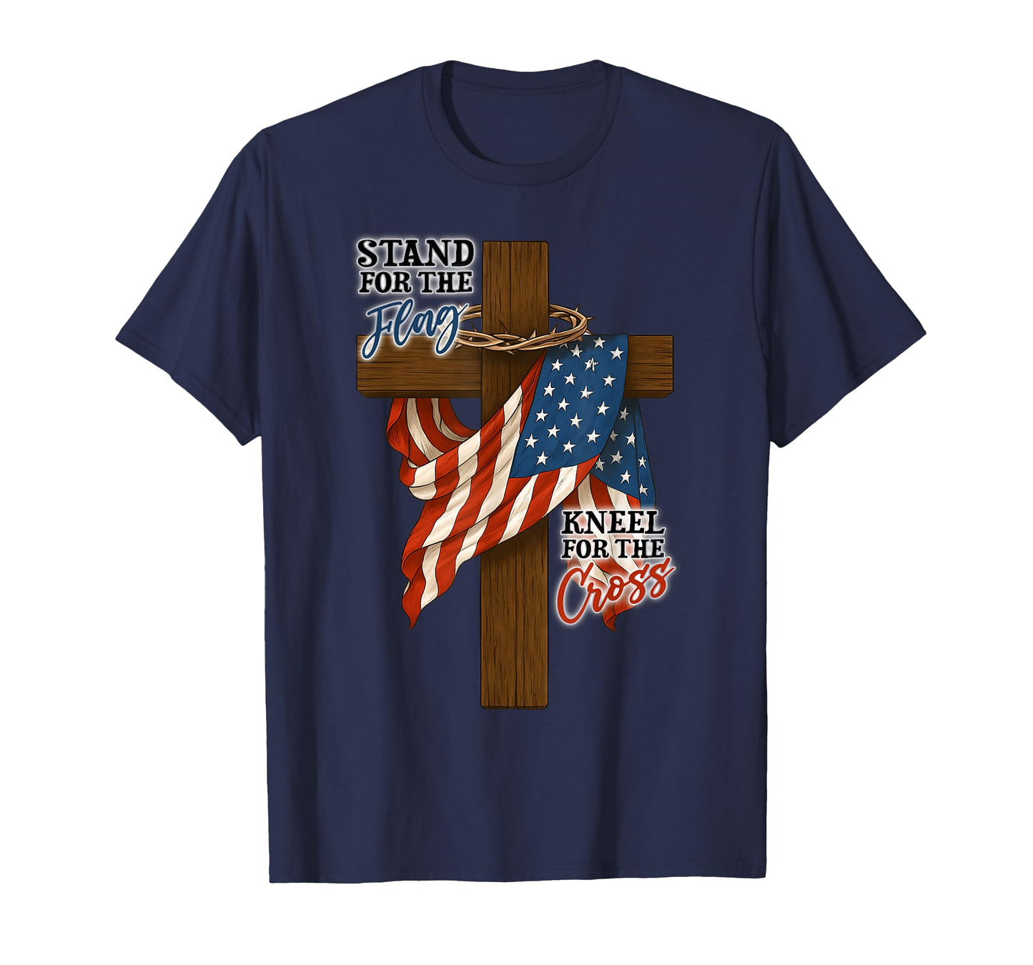Stand For The Flag 4th Of July Cross USA Flag Christian Men T-Shirt