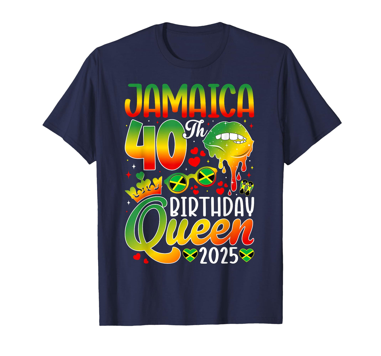 40Th Birthday Queen Jamaica Girl Matching Party 2025 T-Shirt