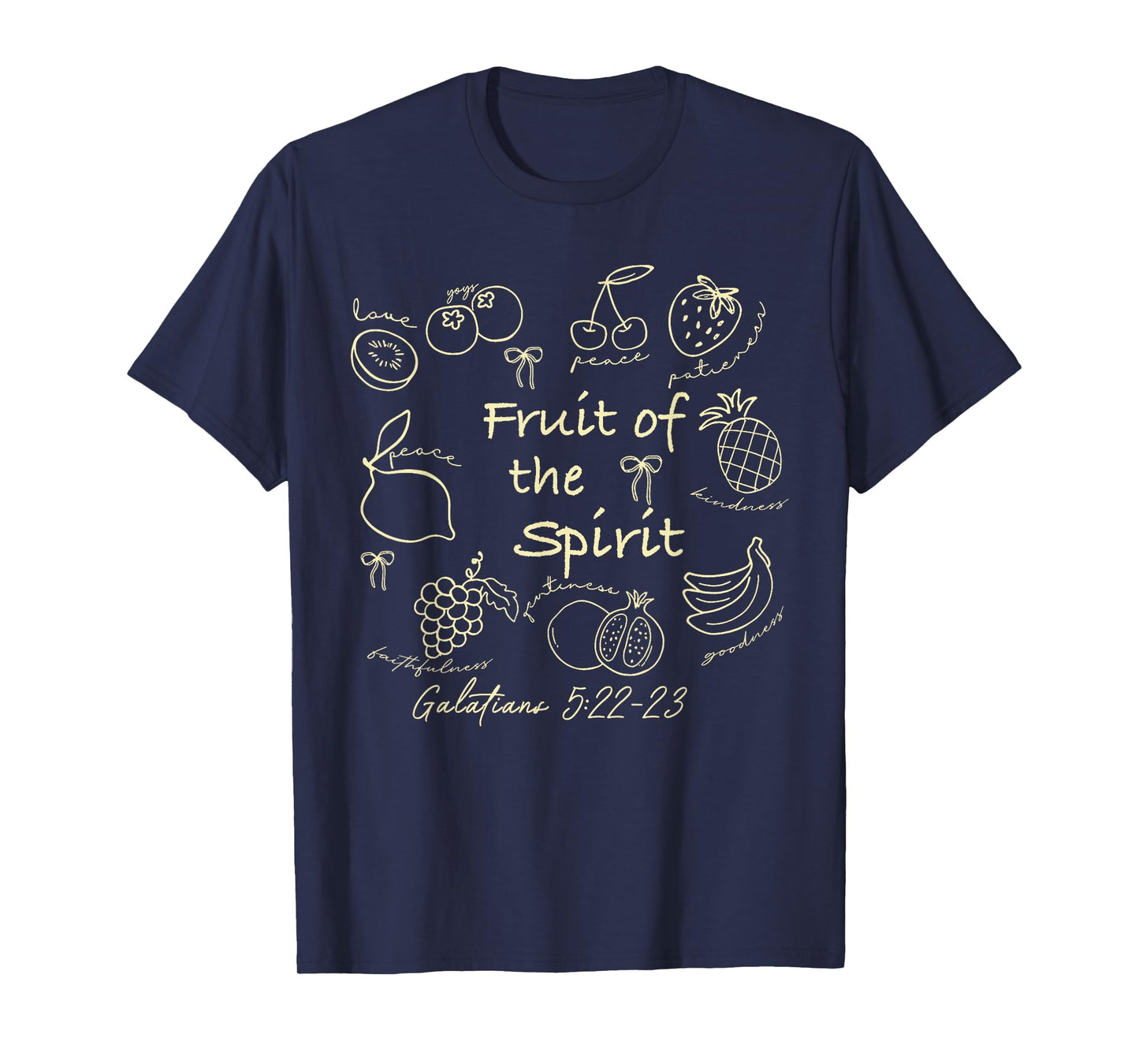 Retro Doodle Fruit of The Spirit Christian Bible Verse Tee T-Shirt