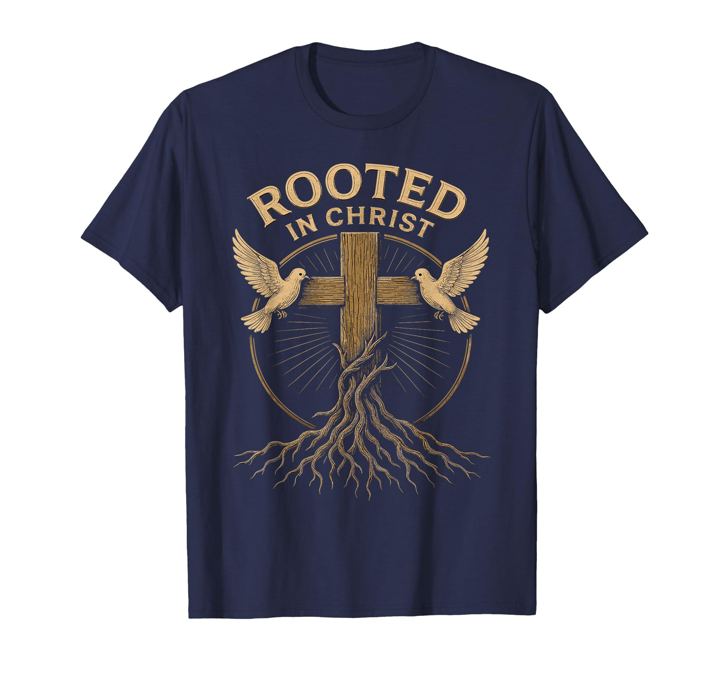 Rooted in Christ Retro Christian Cross Vintage Verse T-Shirt