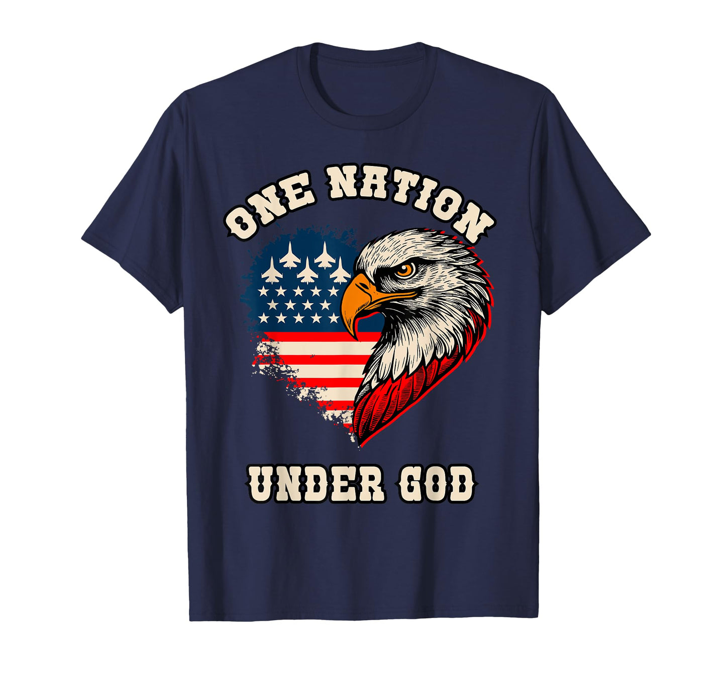 American Flag Bald Eagle July 4th Patriotic USA One Nation T-Shirt