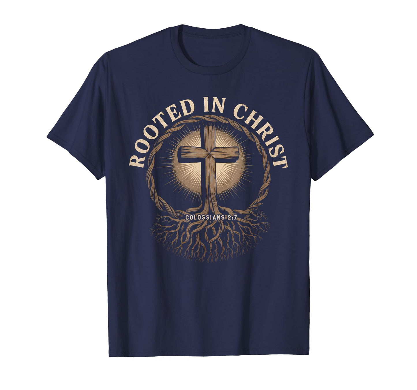 Vintage Stamp Rooted in Christ, Jesus Shirts Christian Cross T-Shirt