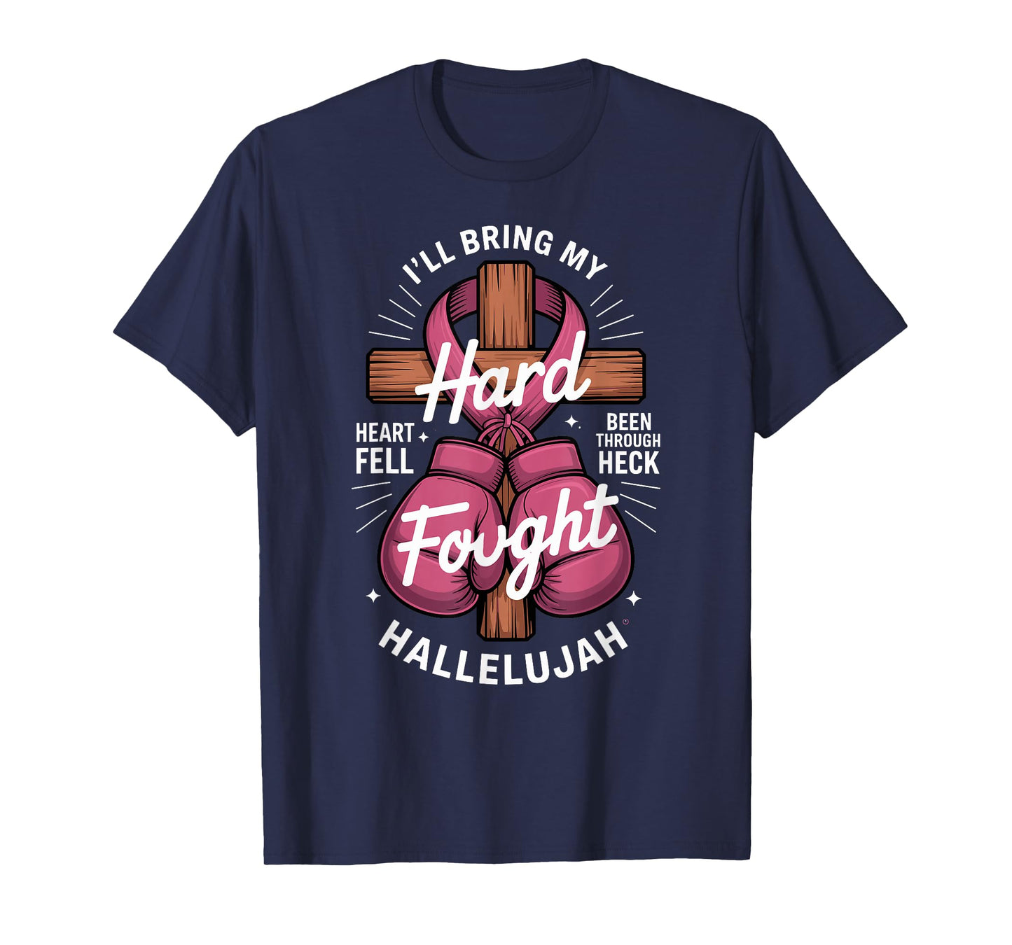 Boxing Cross Prayer Breast Cancer Awareness Christian T-Shirt