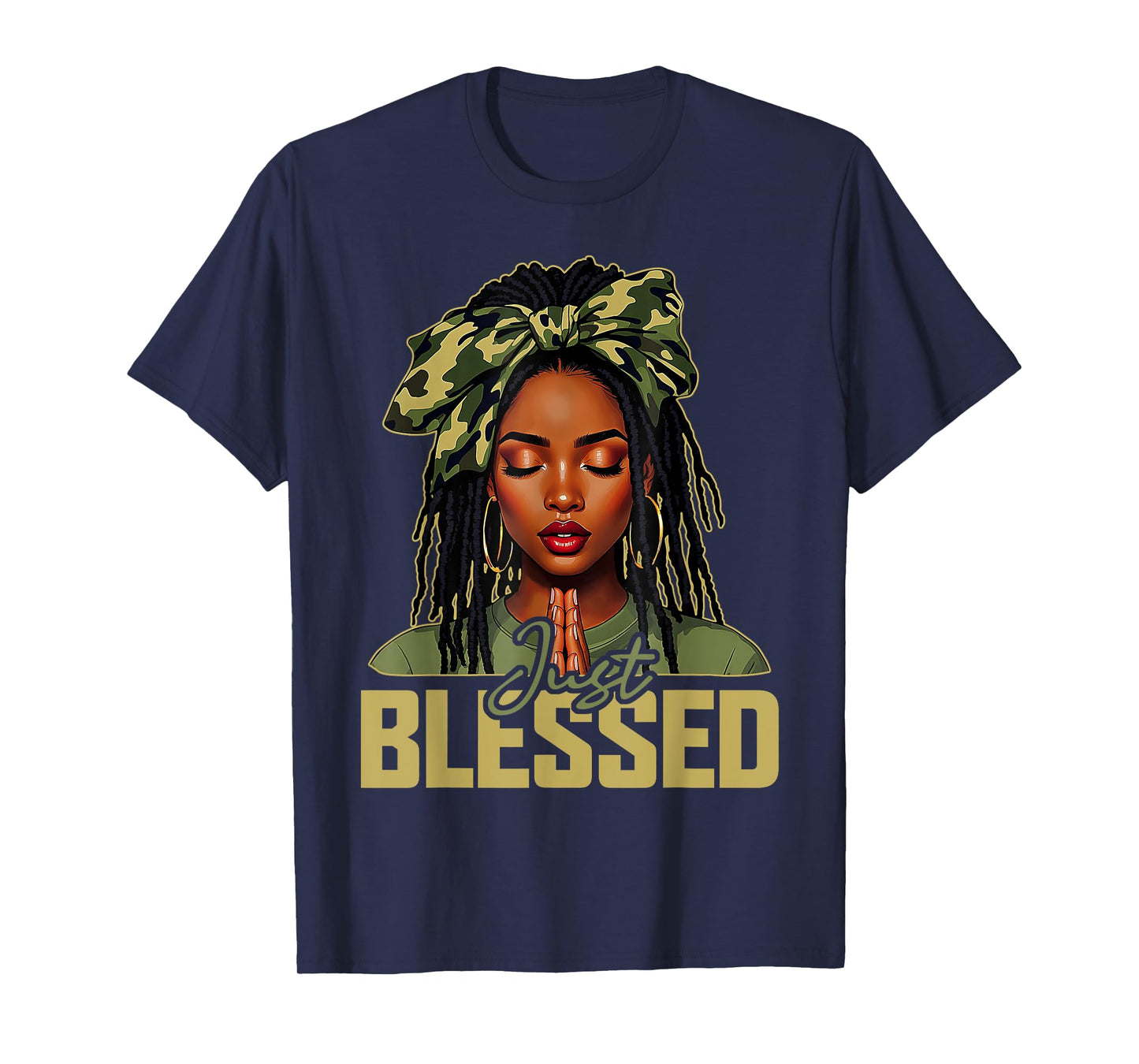 Blessed Black Woman Praying African Christian Camouflage T-Shirt