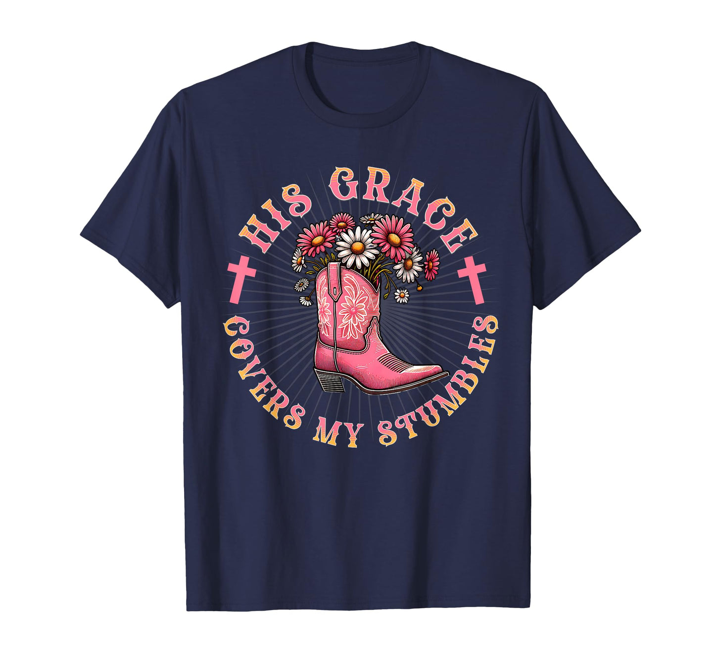 Funny Christian Cowgirl Boot Verse Western Jesus Faith Grace T-Shirt