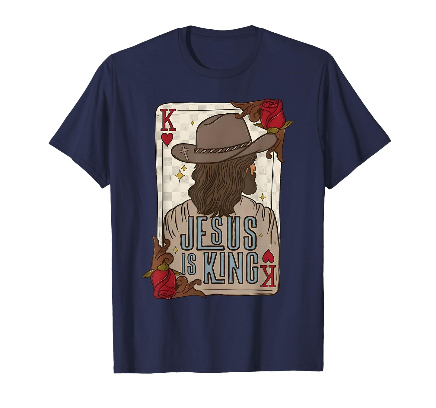 play card jesus is king christian cowboy western country T-Shirt