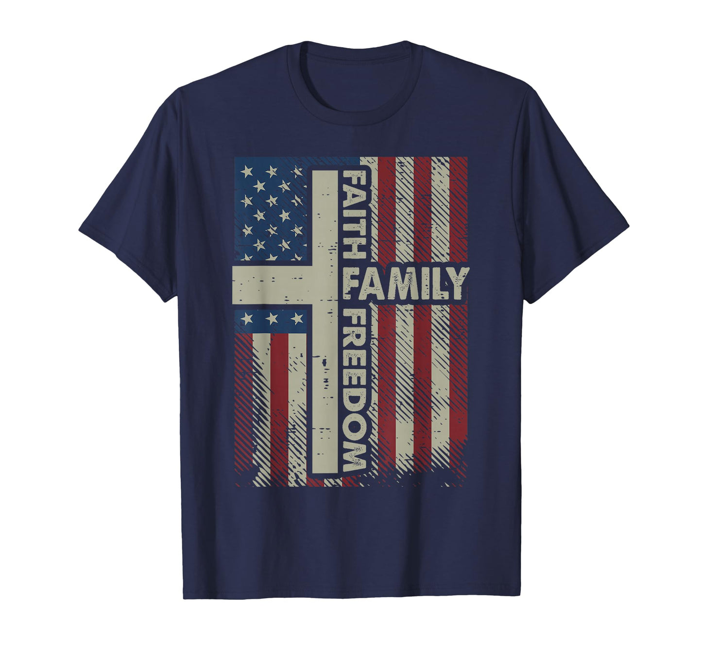 Faith US Flag Christian Religious God Jesus Men Women Kids T-Shirt