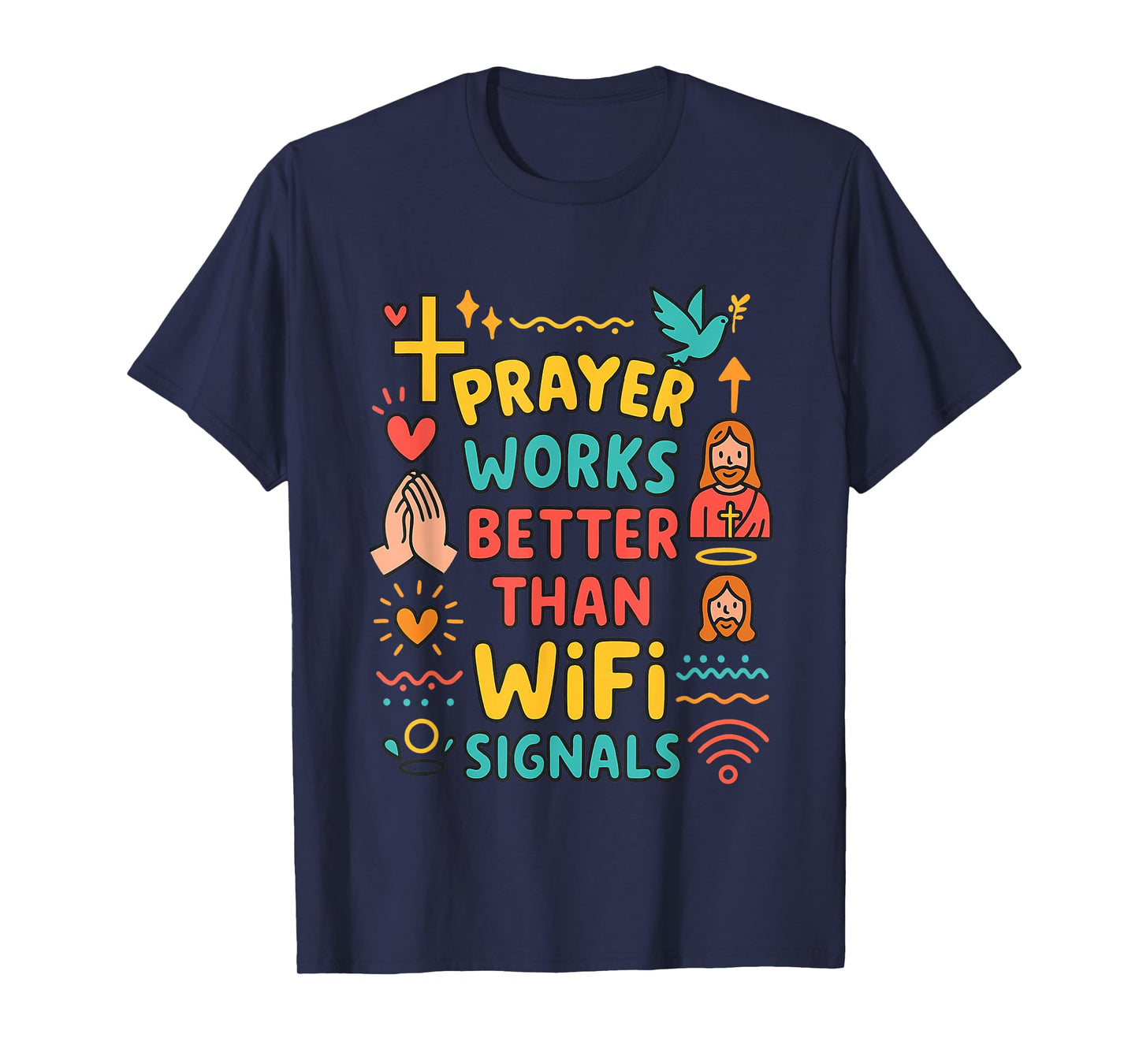 Faith Over WiFi Humor Christian Humor Prayer Quote Boys Kids T-Shirt
