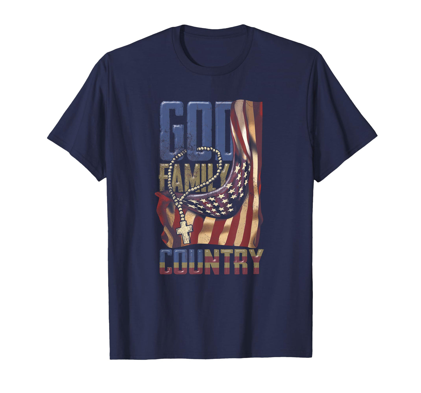 God Family Country US Flag Patriotic Christian Jesus T-Shirt