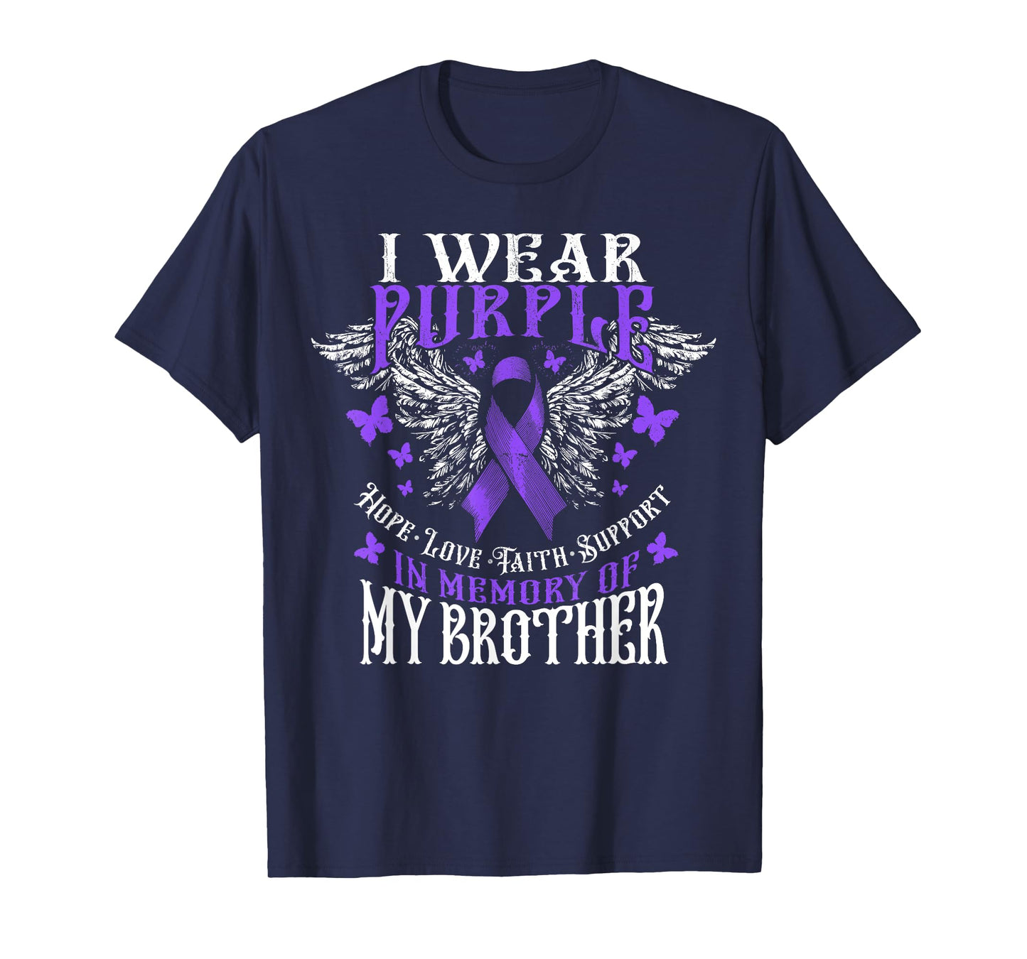 I Wear Purple In Memory Of My Brother Overdose Awareness T-Shirt