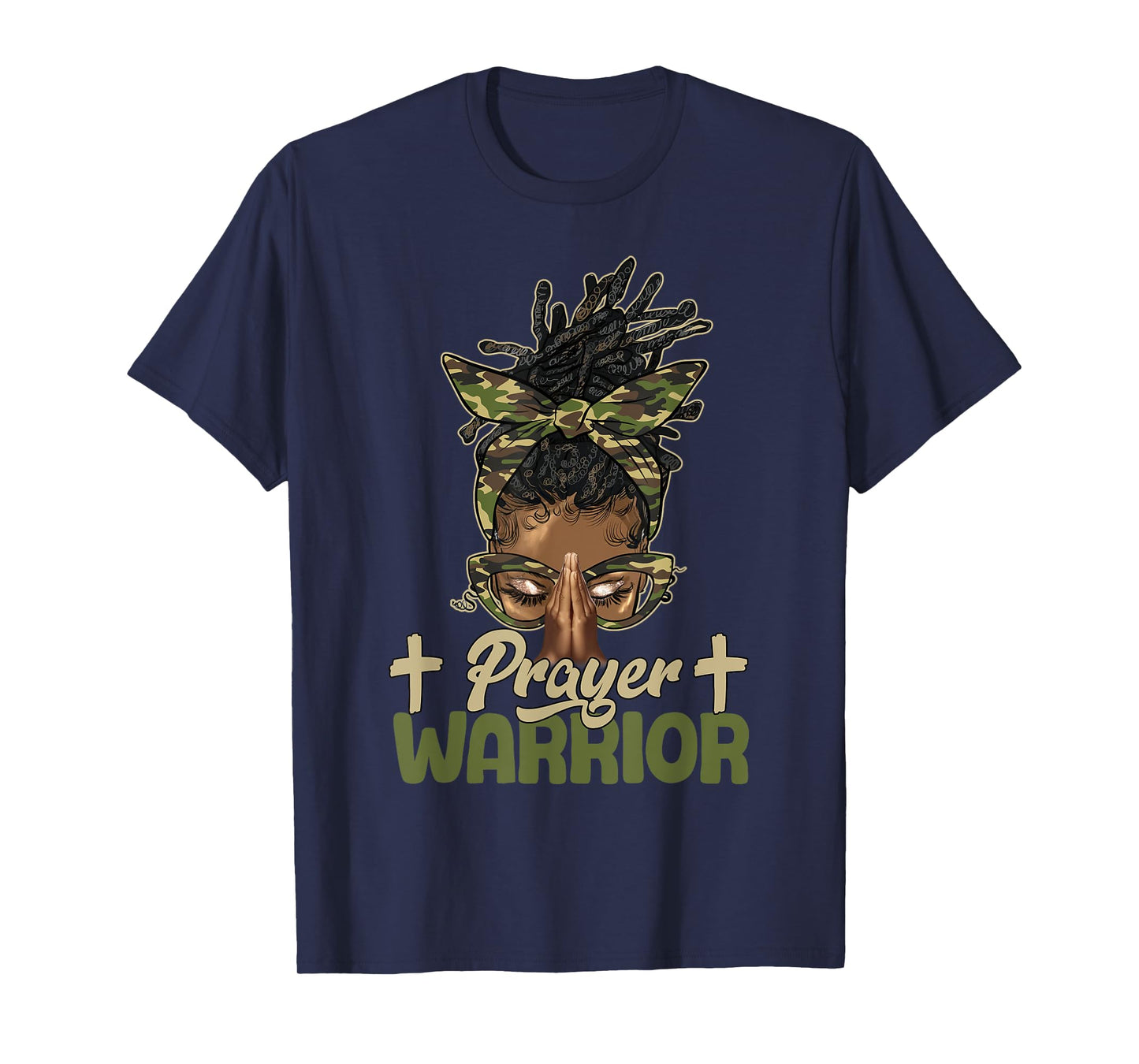 Praying Black Woman Afro Christian Sayings Prayer Warrior T-Shirt