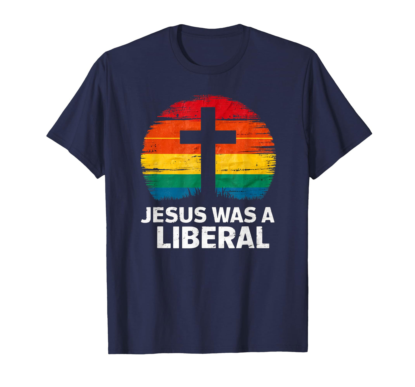 Jesus Was A Liberal Retro Vintage Sunset Progressive T-Shirt