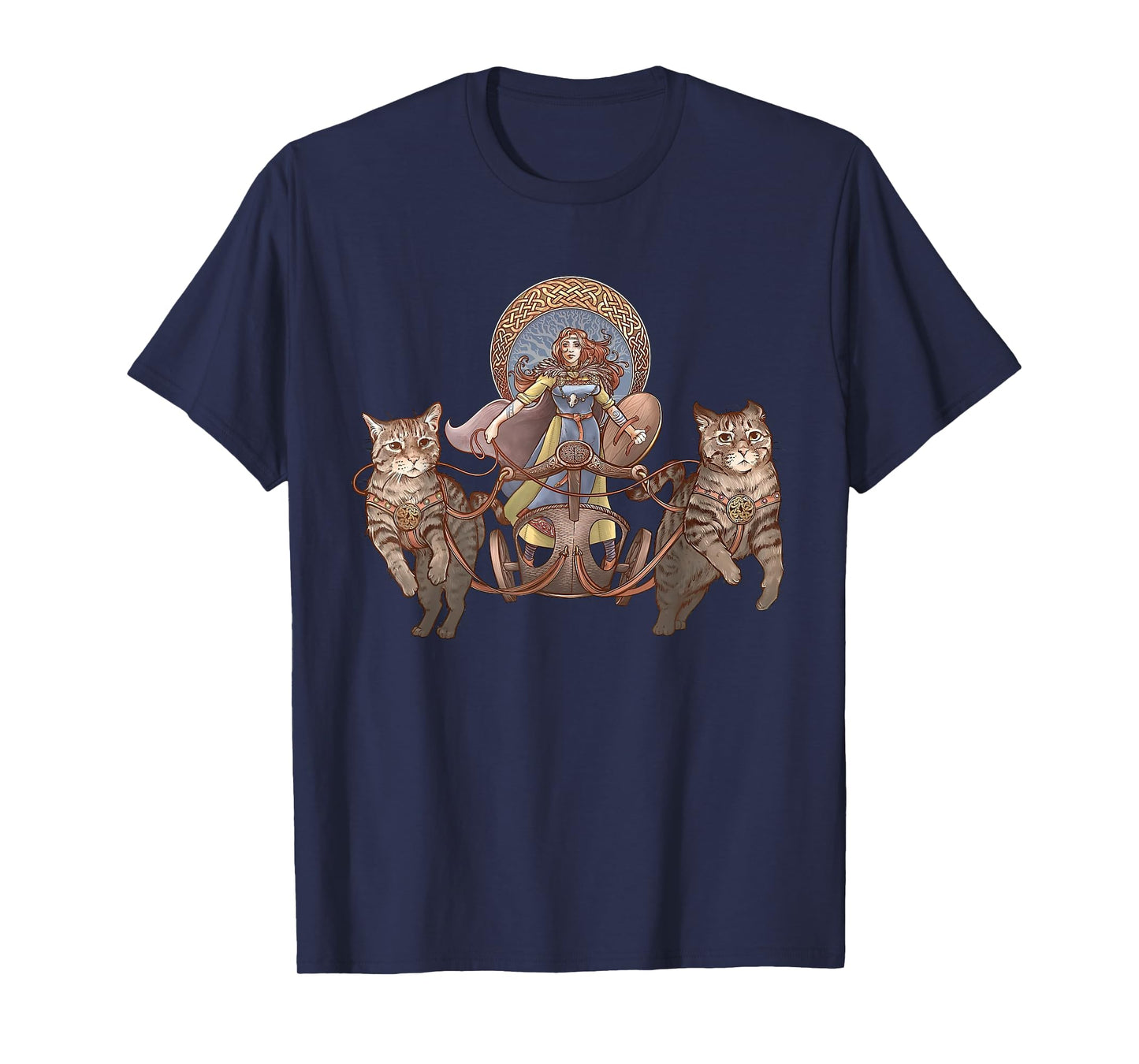 Freya Driving Her Cat Chariot T-Shirt