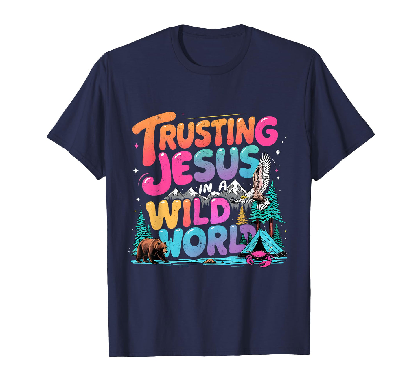 Trusting Jesus in a Wild World VBS 2025 Camping Theme T-Shirt