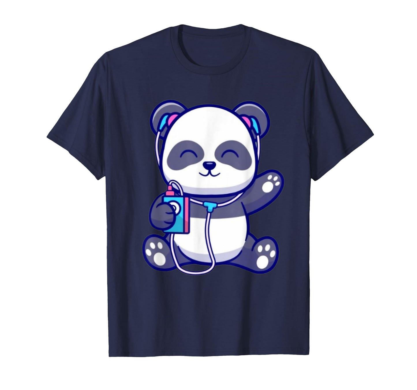 Cute Panda Listening Music With Earphone Funny Kids Boy Girl T-Shirt