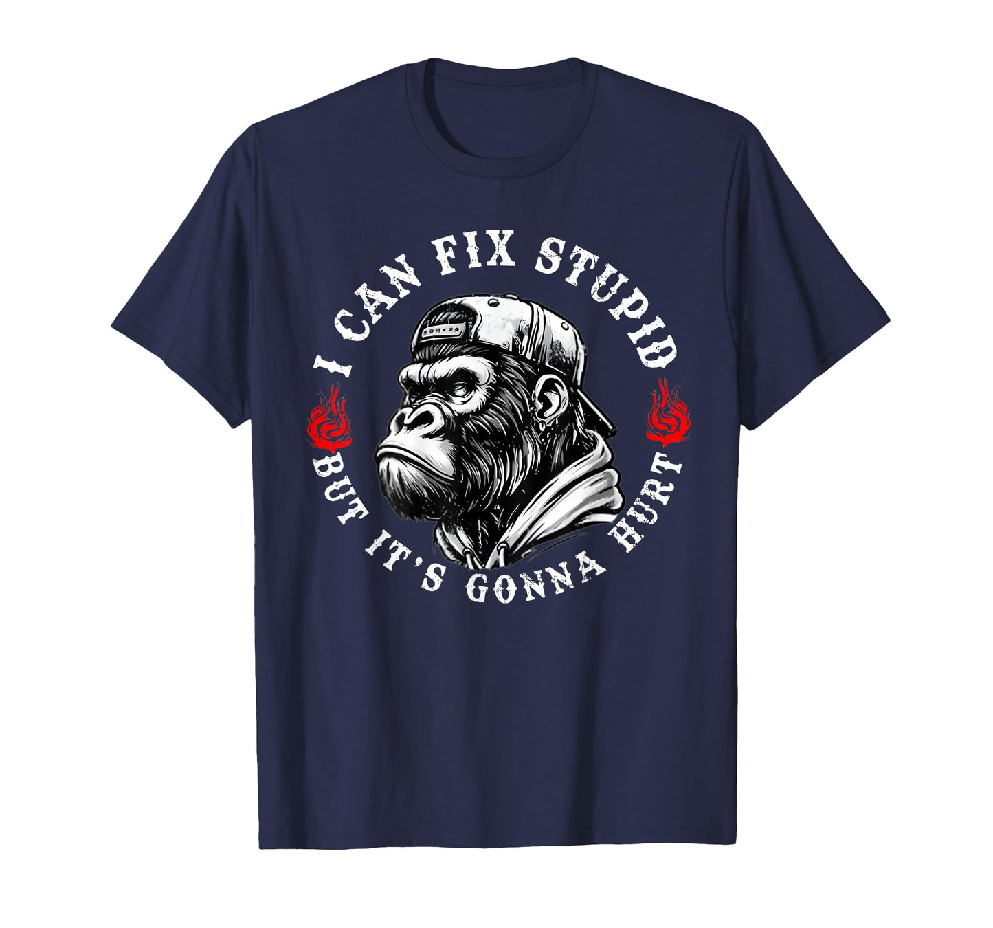 I Can Fix Stupid But It's Gonna Hurt Monkey Vintage Funny T-Shirt